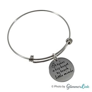 Teacher Gift Silver Tone Adjustable Bracelet